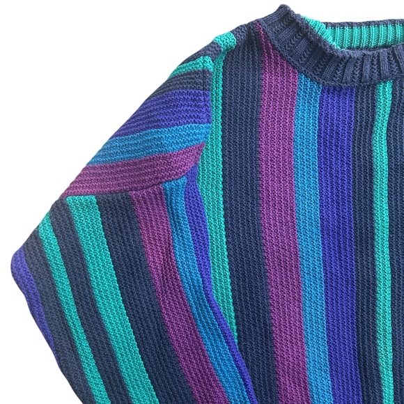 Vintage Chaps Ralph‎ Lauren Sweater Men L Multicolor Stripe 100% Cotton Made USA - Picture 2 of 5